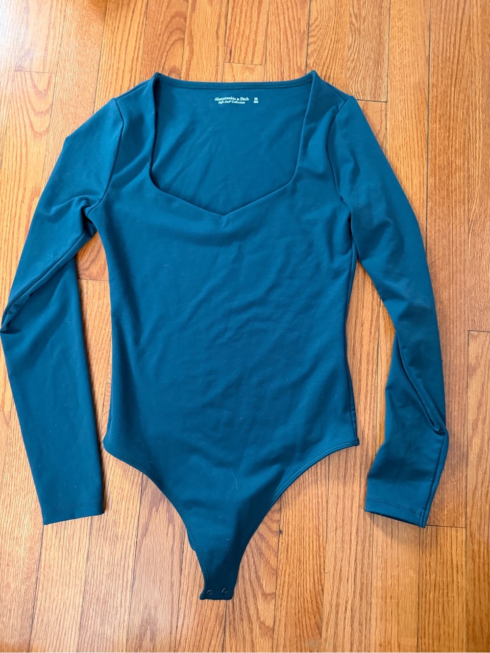 Abercrombie & Fitch teal bodysuit sweetheart neckline size XS - Picture 1 of 3